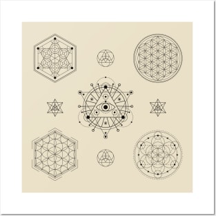 Sacred Geometry Metatron's Cube Flower of Life Seed of Life Spiritual Zen Geometric Design Posters and Art